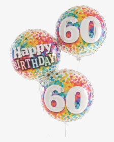 60 Rainbow Confetti Happy Birthday Balloons - Balloon, HD Png Download, Free Download