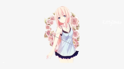 Cartoon Anime Pink Hime Cut Long Hair Illustration Cg Cute Anime Girl With Light Pink Hair Hd Png Download Kindpng