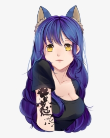 Tattoo Anime Cat Girl - Purple Anime Cat Girl, HD Png Download, Free Download