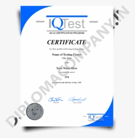 Iq Certificate Template Fake Mensa Iq Diplomacompany - Iso 9001, HD Png Download, Free Download