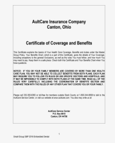 Certificate Of Non Hmo Coverage Sample, HD Png Download, Free Download