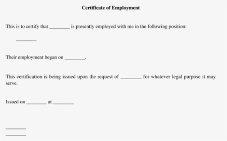 Employment Certificate - Certificate Of Employment Currently Employed, HD Png Download, Free Download