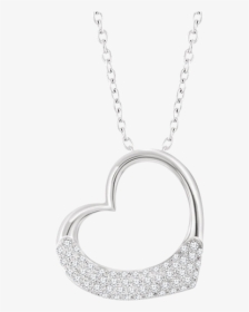 Diamond Heart Side Hang Necklace - Locket, HD Png Download, Free Download
