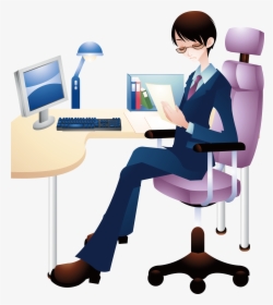Transparent Stool Clipart - Cartoon Office Chair Boy Png, Png Download, Free Download