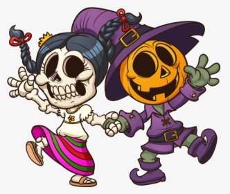 Dia De Muertos Y Halloween, HD Png Download, Free Download