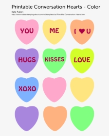 Template Printable Conversation Hearts, HD Png Download, Free Download