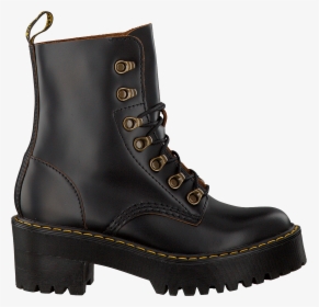 Black Dr Martens Lace-up Boots Leona - Chaussure Dr Martens, HD Png Download, Free Download