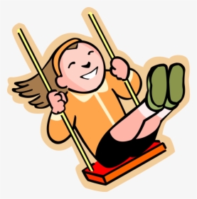 Girl Swings On Playground Swing - Clipart Swinging, HD Png Download, Free Download