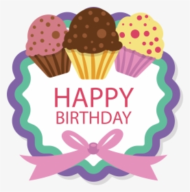 Cupcake Clipart Label - Happy Birthday Cup Label, HD Png Download, Free Download