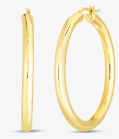 Roberto Coin 18k Gold Wide Hoop Earrings 45mm Front - Body Jewelry, HD Png Download, Free Download
