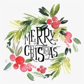 Southeast Asian Style Hand Drawn Garland Decorative - Watercolor Merry Christmas Wreath, HD Png Download, Free Download