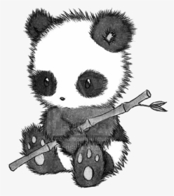 Panda With Bamboo Drawing, HD Png Download, Free Download