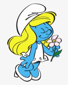 Smurfette With A Flower, HD Png Download, Free Download