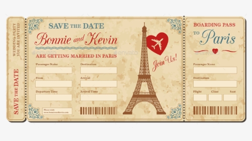 Blank Wedding Invite Tickets - Invitacion De Pasaporte De Paris, HD Png Download, Free Download