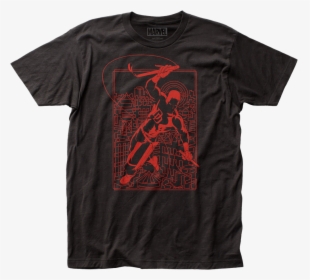 Red Outline Daredevil T-shirt - Vintage T Shirts Band, HD Png Download, Free Download