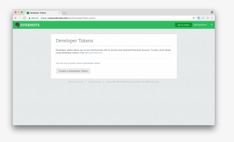 How To Get Your Developer Token - Evernote Boostnote, HD Png Download, Free Download