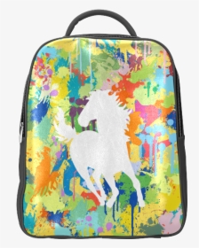 White Horse Shape Template Colorful Splat Popular Backpack - Laptop Bag, HD Png Download, Free Download