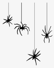 Spider Web Halloween Black House Spider Clip Art - Hanging Spider Transparent Background, HD Png Download, Free Download