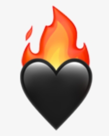 Follow @iphone Stick For Follow - Black Fire Heart Emoji, HD Png Download, Free Download
