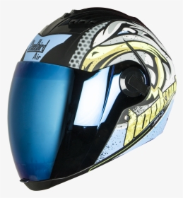 Sba-2 Super Wings Mat Black With Blue Blue Visor - Motorcycle Helmet, HD Png Download, Free Download