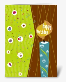 Birthday Candle And Confetti Greeting Card - Illustration, HD Png Download, Free Download