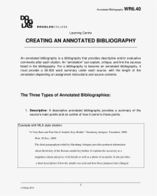 Creating An Annotated Bibliography Generator Sample - Douglas College, HD Png Download, Free Download