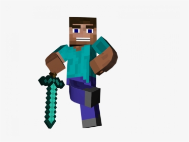 Minecraft Steve With Sword Man Standing Sword Minecraft - Minecraft Character No Background, HD Png Download, Free Download
