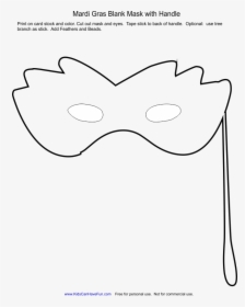 Mardi Gras Blank Mask To Color - Line Art, HD Png Download, Free Download