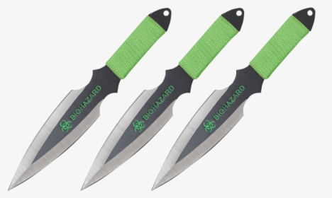3 Piece Biohazard Two Tone Throwing Knives - Bowie Knife, HD Png Download, Free Download