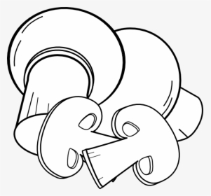 Sliced Mushroom Cartoon Black And White, HD Png Download, Free Download