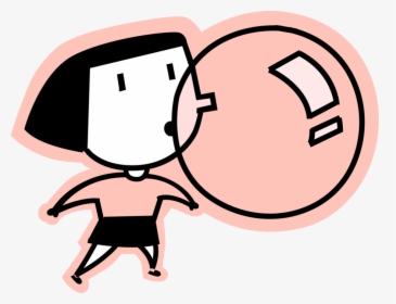 Vector Illustration Of Girl Blows Bubble With Bubblegum - Bubble Gum Png Clipart, Transparent Png, Free Download