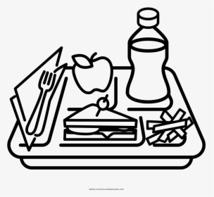 Food Tray Coloring Page Clipart , Png Download - Lunch Tray Clipart Black And White, Transparent Png, Free Download