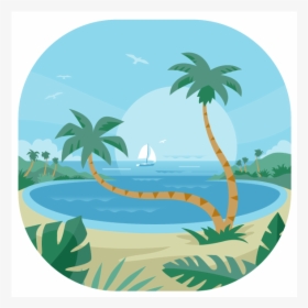 Dream Palms Vector Illustration Flat Tropical Beach - Vacation, HD Png Download, Free Download