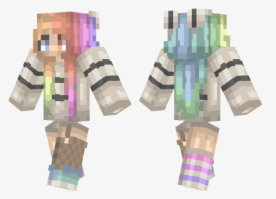 Minecraft Girl Skin With Rainbow Hair, HD Png Download, Free Download