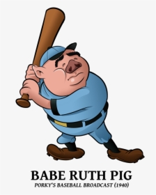 Transparent Kid Playing Baseball Clipart - Babe Ruth Cartoon Png, Png Download, Free Download