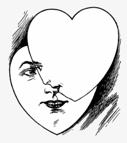 Vintage Heart Faces Illustration Public Domain Vintage - Weird Clipart Black And White, HD Png Download, Free Download