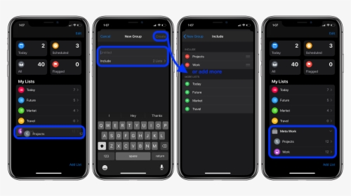 How To Make Sublists Groups Reminders Ios 13 Macos - Ios 11 Type To Siri, HD Png Download, Free Download