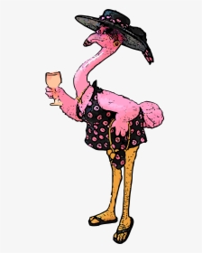 Flamingo Dress Hat Glass Sandals Da Pink Flamingos - Let The Festivities Begin, HD Png Download, Free Download