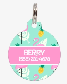 Pink Flamingos Personalized Dog Id Tag For Pets"  Class="lazyload - Circle, HD Png Download, Free Download