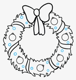 How To Draw A Christmas Wreath - Christmas Wreath Outline, HD Png Download, Free Download