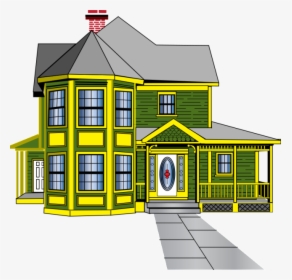 Cottage Clipart Simple House - Green And Yellow House, HD Png Download, Free Download