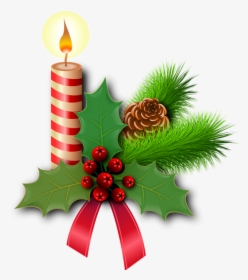 Christmas Holly Picture Christmas Holly Candles Free - ตกแต่ง ค ริ สมาส ต์, HD Png Download, Free Download