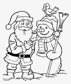 Transparent Snowman Face Clipart Black And White - Santa Claus Christmas Coloring Pages, HD Png Download, Free Download