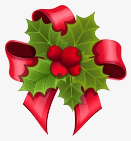 Bow Clipart Holly - Mistletoe, HD Png Download, Free Download