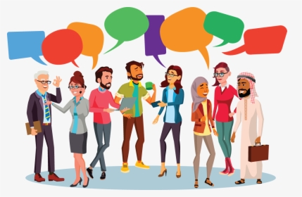 A Diverse Group Of People Chatting With Colorful Speech - People With Bubbles, HD Png Download, Free Download