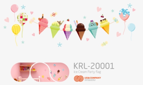 Collaboration Design Ice Cream Party Flag - Ice Cream Cone, HD Png Download, Free Download