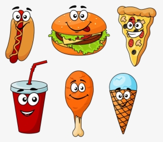 Ice Cream Fast Food Cheeseburger Hot Dog Hamburger - Cartoon Images Of Junk Food, HD Png Download, Free Download