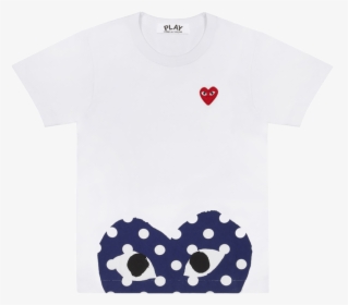 Cdg P1t236 Play Polka Dot T-shirt White - Comme Des Garcons Logo Sleeve, HD Png Download, Free Download