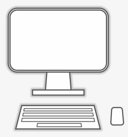 Computer, Monitor, Keyboard, Mouse, Line Drawing, Flat - White Computer Drawing Png, Transparent Png, Free Download