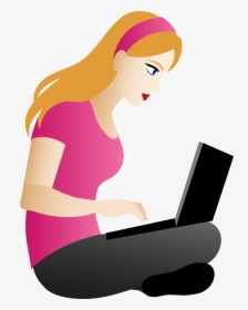 Women On Laptop Clipart, HD Png Download, Free Download